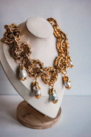 Gold Plated Baroque Pearl Necklace