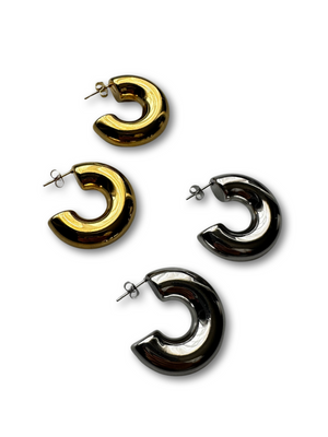 Navarro Official Sterling Silver Chunky Hoops