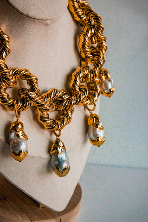 Gold Plated Baroque Pearl Necklace