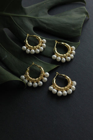 
            
                Load image into Gallery viewer, Navarro Official 18K Gold Plated Hoops with Pearls - Navarro Official
            
        