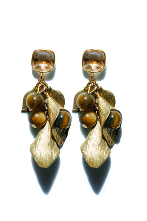 Navarro Official Gold-Plated Sterling Silver Earrings with Crystals and Natural Gemstones - Navarro Official