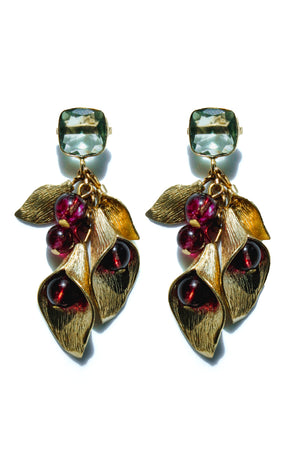 Navarro Official Gold-Plated Sterling Silver Earrings with Crystals and Natural Gemstones - Navarro Official