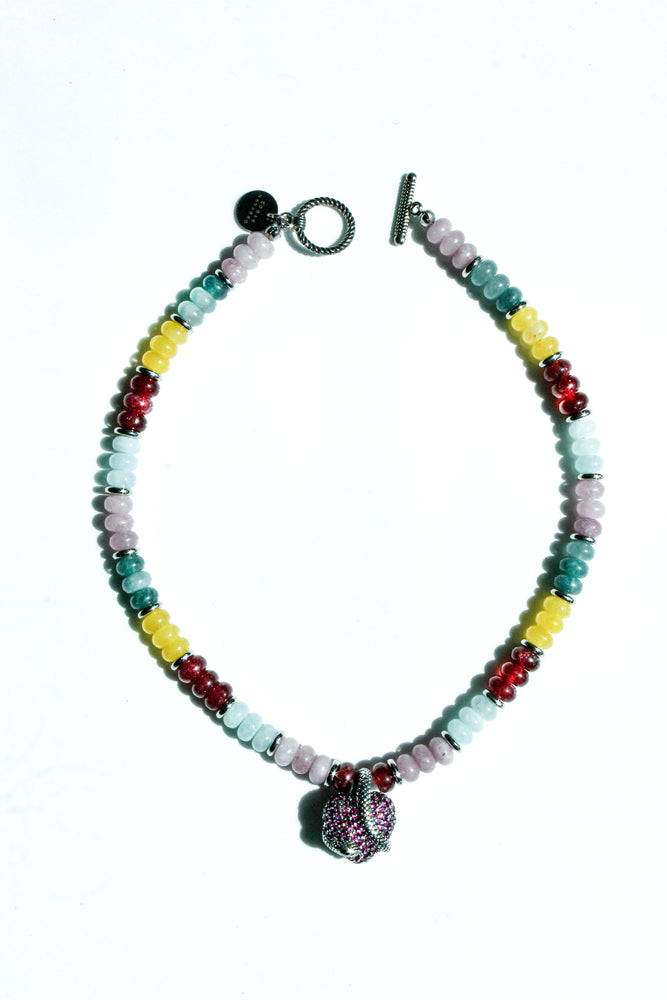 Multicolor Gemstone Necklace with Sterling Silver Heart Pendant | Navarro Official - Navarro Official