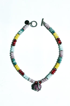 Multicolor Gemstone Necklace with Sterling Silver Heart Pendant | Navarro Official - Navarro Official