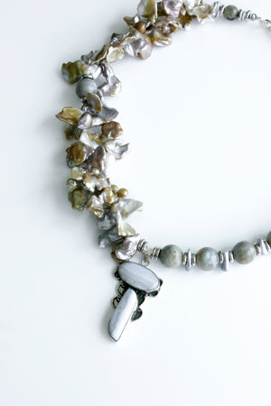 Labradorite and Pearl jewelry