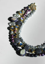 Amethyst and Purple Pearls Necklace with Lilac Crystal Beads