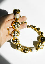 Gold encrusted Pearl beads Necklace with Baroque Pearl details